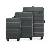 WITTCHEN COMODO Line Suitcase Set, Hard Luggage, ABS TSA Lock Size S + M + L, Dark Grey, Darkgray, Koffer-Set 3tlg., Suitcase Set of 3.