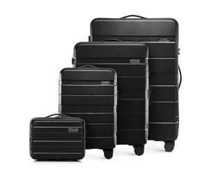 WITTCHEN COMODO Line Suitcase Set, Travel Suitcase, Hard Luggage, Made of ABS, TSA Lock, Size S + M + L + Cosmetic Case, Black, Black, Koffer-Set 4tlg., Suitcase Set of 4.