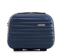 WITTCHEN Cosmetic Case Travel Suitcase Carry-On Cabin Luggage Hardshell Made of ABS Combination Lock Groove Line Dark Blue
