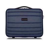 WITTCHEN Cosmetic Case Travel Suitcase Carry-On Cabin Luggage Hardshell Made of ABS Combination Lock Globe Line Dark Blue