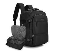WITTCHEN Expandable Airplane Backpack | 32L Carry-On Backpack | Water Resistant Laptop Backpack 17 Inch | Travel Backpack Carry-on Size | 47 × 32 × 14-18 cm, black, Flex (40 × 20/24 × 30 cm), Casual