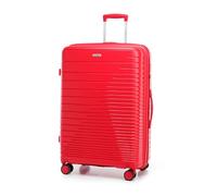 WITTCHEN FUERTA Line Large Suitcase Hard Luggage Expandable Suitcase Luggage Made of Polypropylene with Glistening Straps 4 Double Wheels Retractable Handle TSA Lock Size L Red