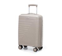 WITTCHEN FUERTA Line Medium Suitcase Hard Luggage Expandable Suitcase Luggage Made of Polypropylene with Glistening Straps 4 Double Wheels Retractable Handle TSA Lock Size M Beige