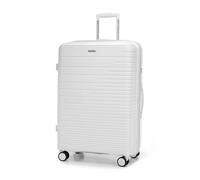 WITTCHEN FUERTA Line Medium Suitcase Hard Luggage Expandable Suitcase Luggage Made of Polypropylene with Glistening Straps 4 Double Wheels Retractable Handle TSA Lock Size M Off White
