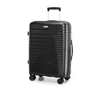 WITTCHEN FUERTA Line Medium Suitcase Hard Luggage Expandable Suitcase Luggage Made of Polypropylene with Glistening Straps 4 Double Wheels Retractable Handle TSA Lock Size M Black