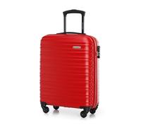 WITTCHEN Travel Suitcase Carry-On Cabin Luggage Hardshell Made of ABS with 4 Spinner Wheels Combination Lock Telescopic Handle Groove Line Size Cabin Suitcase Red