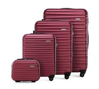 WITTCHEN Travel Suitcase Carry-On Cabin Luggage Hardshell Made of ABS with 4 Spinner Wheels Combination Lock Telescopic Handle Groove Line Set of 4 suitcases Burgundy