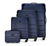 WITTCHEN Travel Suitcase Carry-On Cabin Luggage Hardshell Made of ABS with 4 Spinner Wheels Combination Lock Telescopic Handle Globe Line Set of 4 suitcases Dark Blue