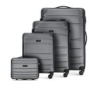 WITTCHEN Travel Suitcase Carry-On Cabin Luggage Hardshell Made of ABS with 4 Spinner Wheels Combination Lock Telescopic Handle Globe Line Set of 4 suitcases Grey
