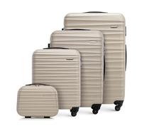 WITTCHEN Travel Suitcase Carry-On Cabin Luggage Hardshell Made of ABS with 4 Spinner Wheels Combination Lock Telescopic Handle Groove Line Set of 4 suitcases Beige