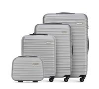WITTCHEN Travel Suitcase Carry-On Cabin Luggage Hardshell Made of ABS with 4 Spinner Wheels Combination Lock Telescopic Handle Groove Line Set of 4 suitcases Grey