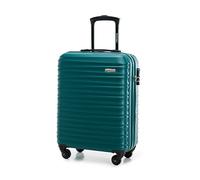 WITTCHEN Travel Suitcase Carry-On Cabin Luggage Hardshell Made of ABS with 4 Spinner Wheels Combination Lock Telescopic Handle Groove Line Size Cabin Suitcase Green