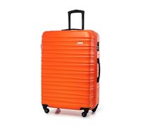 WITTCHEN Travel Suitcase Carry-On Cabin Luggage Hardshell Made of ABS with 4 Spinner Wheels Combination Lock Telescopic Handle Groove Line Size Large Suitcase Orange