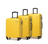WITTCHEN Travel Suitcase Carry-On Cabin Luggage Hardshell Made of ABS with 4 Spinner Wheels Combination Lock Telescopic Handle Groove Line Set of 3 suitcases Yellow