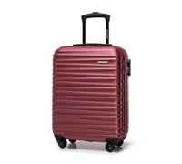 WITTCHEN Travel Suitcase Carry-On Cabin Luggage Hardshell Made of ABS with 4 Spinner Wheels Combination Lock Telescopic Handle Groove Line Size Cabin Suitcase Burgundy