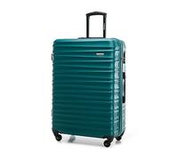 WITTCHEN Travel Suitcase Carry-On Cabin Luggage Hardshell Made of ABS with 4 Spinner Wheels Combination Lock Telescopic Handle Groove Line Size Large Suitcase Green