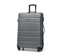 WITTCHEN Travel Suitcase Carry-On Cabin Luggage Hardshell Made of ABS with 4 Spinner Wheels Combination Lock Telescopic Handle Globe Line Size Large Suitcase Grey