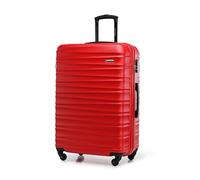 WITTCHEN Travel Suitcase Carry-On Cabin Luggage Hardshell Made of ABS with 4 Spinner Wheels Combination Lock Telescopic Handle Groove Line Size Large Suitcase Red