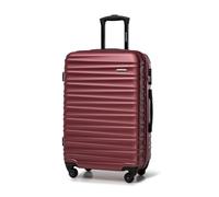 WITTCHEN Travel Suitcase Carry-On Cabin Luggage Hardshell Made of ABS with 4 Spinner Wheels Combination Lock Telescopic Handle Groove Line Size Medium Suitcase Burgundy