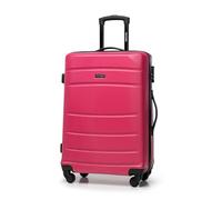 WITTCHEN Travel Suitcase Carry-On Cabin Luggage Hardshell Made of ABS with 4 Spinner Wheels Combination Lock Telescopic Handle Globe Line Size Medium Suitcase Pink