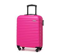 WITTCHEN Travel Suitcase Carry-On Cabin Luggage Hardshell Made of ABS with 4 Spinner Wheels Combination Lock Telescopic Handle Groove Line Size Cabin Suitcase Pink