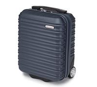 WITTCHEN Travel Suitcase Carry-On Cabin Luggage Hardshell Made of ABS with 4 Spinner Wheels Combination Lock Telescopic Handle Groove Line Size Small Suitcase Dark Blue