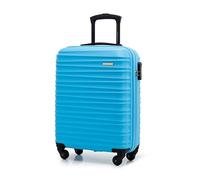 WITTCHEN Travel Suitcase Carry-On Cabin Luggage Hardshell Made of ABS with 4 Spinner Wheels Combination Lock Telescopic Handle Groove Line Size Cabin Suitcase Blue