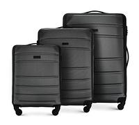 WITTCHEN Travel Suitcase Carry-On Cabin Luggage Hardshell Made of ABS with 4 Spinner Wheels Combination Lock Telescopic Handle Globe Line Set of 3 suitcases Black