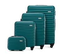 WITTCHEN Travel Suitcase Carry-On Cabin Luggage Hardshell Made of ABS with 4 Spinner Wheels Combination Lock Telescopic Handle Groove Line Set of 4 suitcases Green
