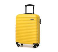 WITTCHEN Travel Suitcase Carry-On Cabin Luggage Hardshell Made of ABS with 4 Spinner Wheels Combination Lock Telescopic Handle Groove Line Size Cabin Suitcase Yellow