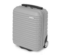 WITTCHEN Travel Suitcase Carry-On Cabin Luggage Hardshell Made of ABS with 4 Spinner Wheels Combination Lock Telescopic Handle Groove Line Size Small Suitcase Grey