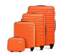 WITTCHEN Travel Suitcase Carry-On Cabin Luggage Hardshell Made of ABS with 4 Spinner Wheels Combination Lock Telescopic Handle Groove Line Set of 4 suitcases Orange