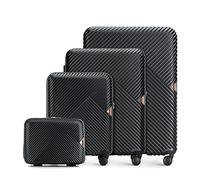 WITTCHEN Travel Suitcase Carry-On Cabin Luggage Hardshell Made of Polycarbonate with 4 Spinner Wheels Combination Lock Telescopic Handle GL Style Line Set of 4 suitcases Black