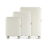 WITTCHEN Travel Suitcase Carry-On Cabin Luggage Hardshell Made of Polycarbonate with 4 Spinner Wheels Combination Lock Telescopic Handle GL Style Line Set of 3 suitcases White