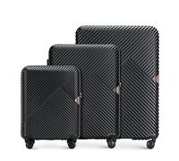 WITTCHEN Travel Suitcase Carry-On Cabin Luggage Hardshell Made of Polycarbonate with 4 Spinner Wheels Combination Lock Telescopic Handle GL Style Line Set of 3 suitcases Black