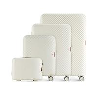 WITTCHEN Travel Suitcase Carry-On Cabin Luggage Hardshell Made of Polycarbonate with 4 Spinner Wheels Combination Lock Telescopic Handle GL Style Line Set of 4 suitcases White