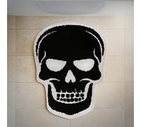 WITTIZA Skull Bath Mat - Skull Rug Gothic Decor - Skulls Halloween Bathroom Mats - Black Goth Home Decor for Bedroom Kitchen Room - Horror Witchy Rugs Bathmat Spooky Gift