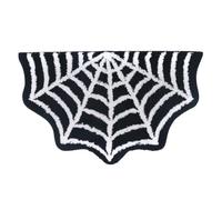 WITTIZA Spider Web Bath Mat - Black & White Gothic Bathroom Rug, Non-Slip Quick Dry Microfiber, Soft Plush for Halloween Decor & Goth Home, Machine Washable, 32" x 20"