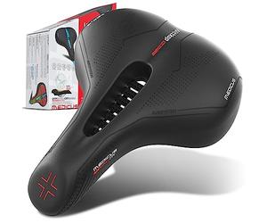 WITTKOP bicycle saddle with innovative 5-zone Medicus concept and orthopedic memory foam padding I comfortable bicycle saddle for men and women I MTB, trekking, city