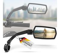 WITTKOP Large HD Field of View, 360° Rotatable & Foldable Mirror, Mountable Top and Below, Shatterproof & Durable Convex Rear View Mirror for Bicycle & E-Bike, Handlebar