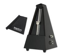 Wittner 816M Mechanical Metronome Made of Wood with Bell Matt Black with Keepdrum Microfibre Cloth