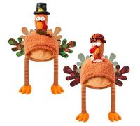 Wittocs 2 Pack Thanksgiving Hats for Adults Turkey Couple Knit Cap Funny | Turkey Trot Hat for Men and Women,Silly Couple's Thanksgiving Hat,Gobble Till You Wobble,Thanksgiving Night Event