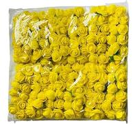 Witty Cuties Artificial Flowers Yellow Artificial Roses Foam Flowers Real Looking Fake Foam Roses for Crafting Decoration DIY Wedding Bouquets Bridal Shower Flower Decoration Pack of 1 (144pcs).