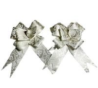 Witty Cuties Gifts Wrapping Pull Bows 30MM Ribbon Bows Silver Present Wrapping Bows Pompom Gift Bows Wreath Making Crafting Wedding Basket Flower Bouquets Pack of 20.