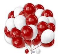 Witty Cuties Plain Round Balloons 10 Inch White and Burgundy Combo Pack of 25 Latex Balloons for Birthday, Wedding, Christmas Parties