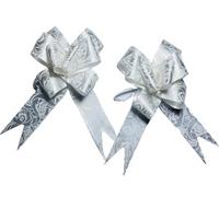 Witty Cuties Pull Bows for Gifts Wrapping 30MM White Ribbon Bows Present Wrapping Bows Pompom Gift Bows Wreath Making Crafting Wedding Basket Flower Bouquets Pack of 10.