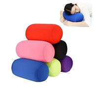 Wittyspace Travel Beanie Pillow Comfortable Roll Pillow - Super Soft Roll Cushion with Squishy Microbeads, Round Cervical Neck Back Support Pillow, Lumbar Bolster Leg Spacer, Blue, One Size