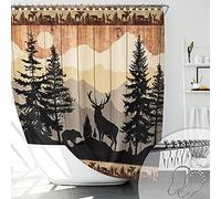 Witzest Rustic Hunting Deer Shower Curtain Set for Bathroom, Forest Woodland Cabin Bathroom Decorations, Farmhouse Country Lodge Bathroom Decor Polyester Fabric-72" x 72"