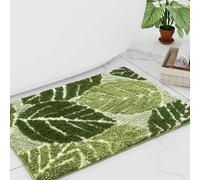 Witzest Sage Green Plant Non Slip Bathroom Rugs Cute Leaf Absorbent Bath Floor Mat Soft Bathmat Washable Small Microfiber Bath Matt Bathroom Decor-17''x24''