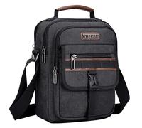 WITZMAN Crossbody Bag for Men Canvas Messenger Bags Vintage Man Purse Small Casual Shoulder Bag for Work Traveling（A8014 Black）